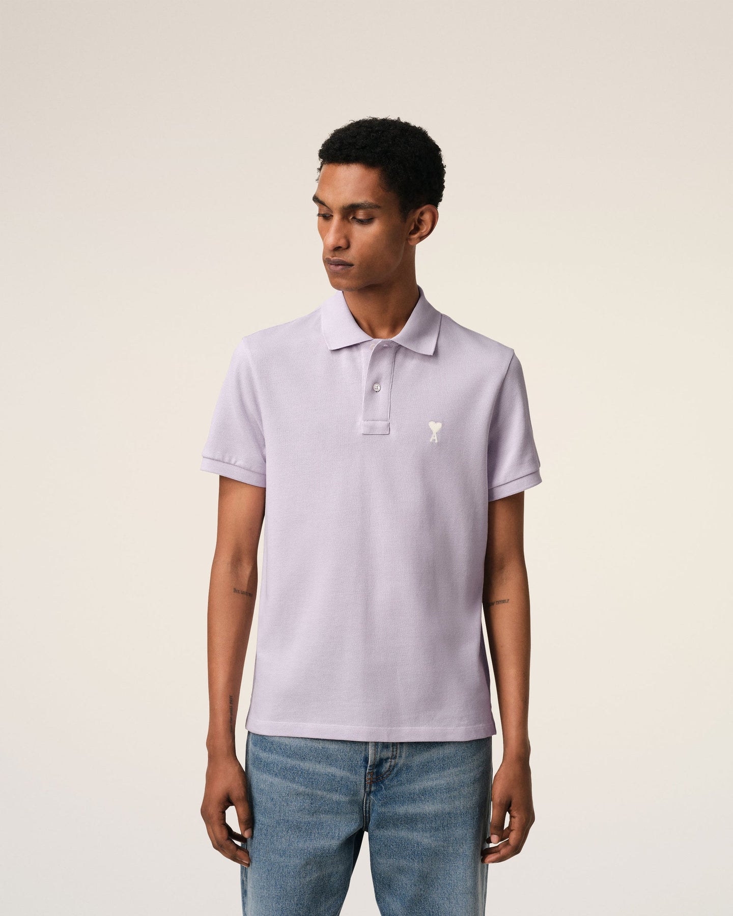 AMI Polo Ami de Coeur Ecru Lilas