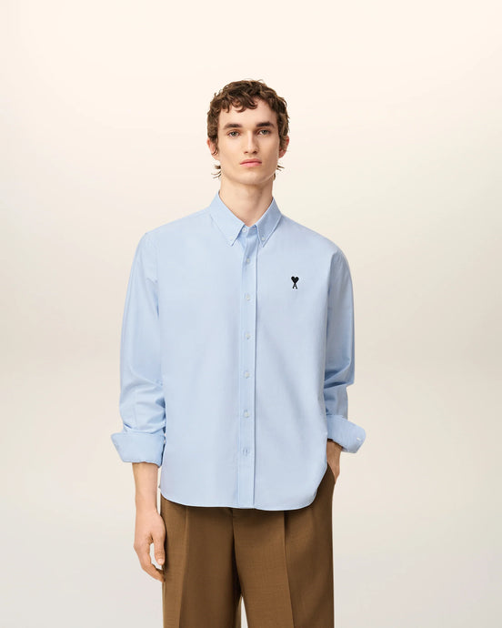 AMI Chemise Ami de Coeur Noir Oxford Bleu Ciel