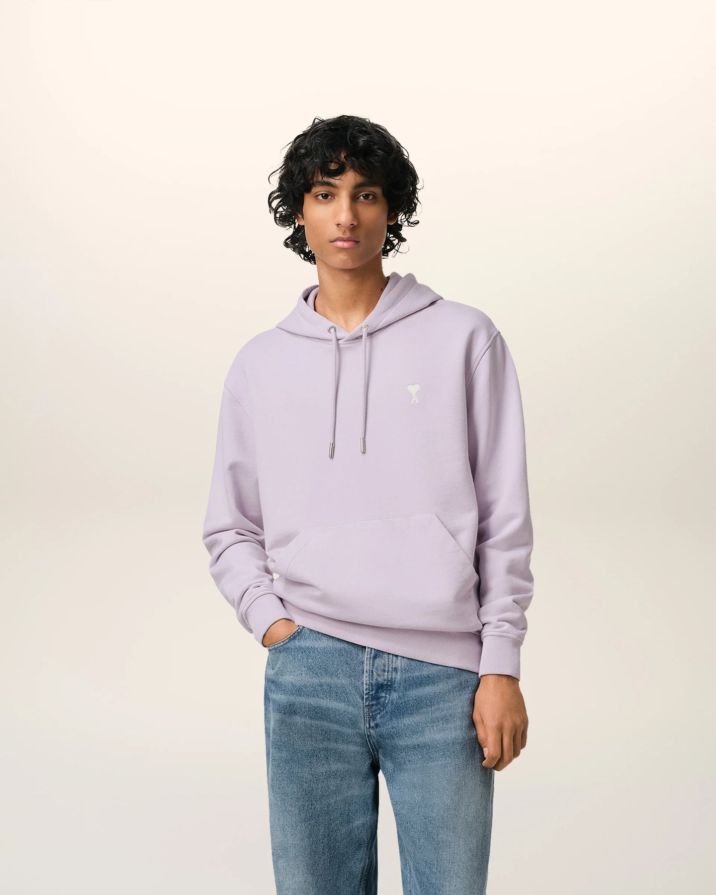 AMI Hoodie Ami de Coeur Ecru Lilas
