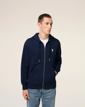 Charger l&#39;image dans la galerie, AMI Hoodie Ami de Coeur Ecru Zip Bleu Nuit