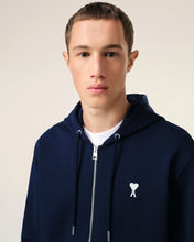 Charger l&#39;image dans la galerie, AMI Hoodie Ami de Coeur Ecru Zip Bleu Nuit
