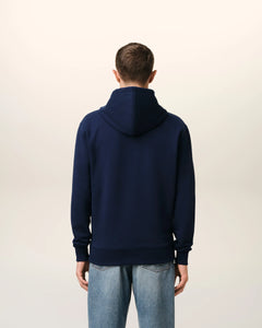 AMI Hoodie Ami de Coeur Ecru Zip Bleu Nuit