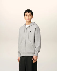 AMI Hoodie Zippé Ami de Coeur Noir Gris Cendre