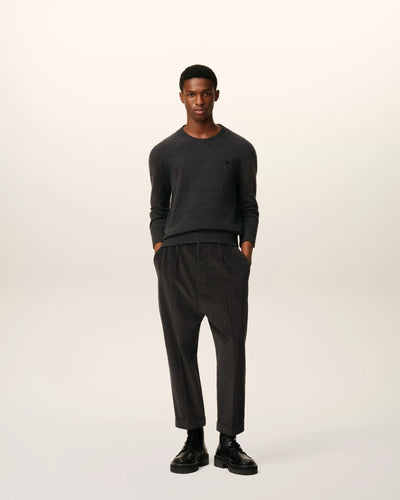 AMI Pantalon Carotte Oversize en Velours Anthracite