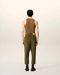 AMI Pantalon Carotte Oversize en Velours Bronze