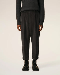 AMI Pantalon Carotte Oversize en Velours Anthracite