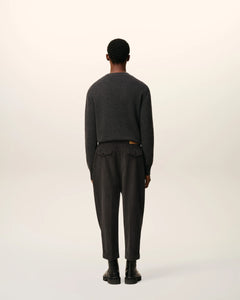 AMI Pantalon Carotte Oversize en Velours Anthracite