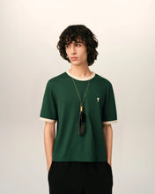Charger l'image dans la galerie, AMI T-shirt Ami de Coeur Contrasté Vert Bouteille Ivoire