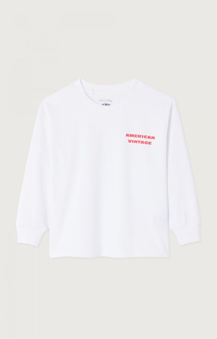American vintage Enfant T-shirt Fizvalley Manches Longues Blanc