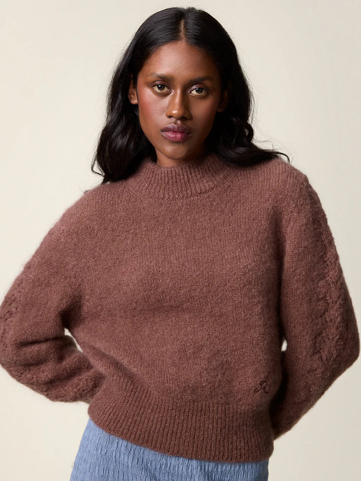 Rouje Pull Mara en Mohair Marron Glace
