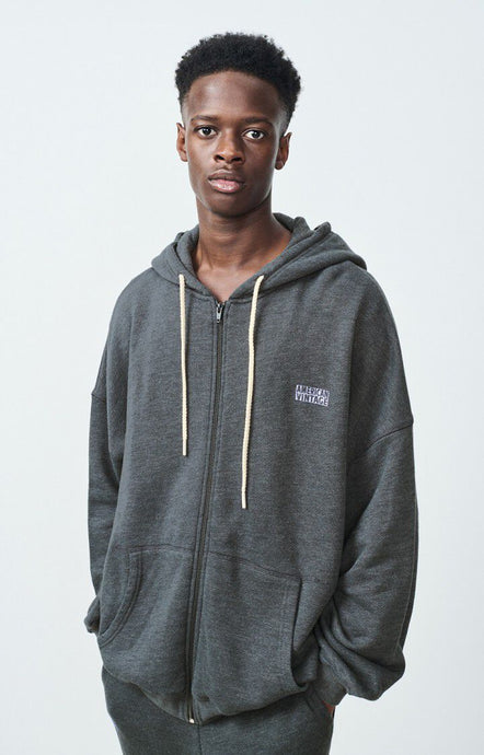 American vintage Sweatshirt Doven Zippé Carbone Surteint