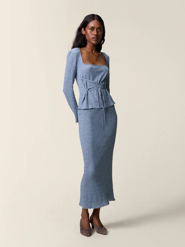 Rouje Jupe Naella Tube Midi Denim