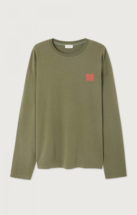 American vintage T-Shirt Manches Longues Ykobow Kaki