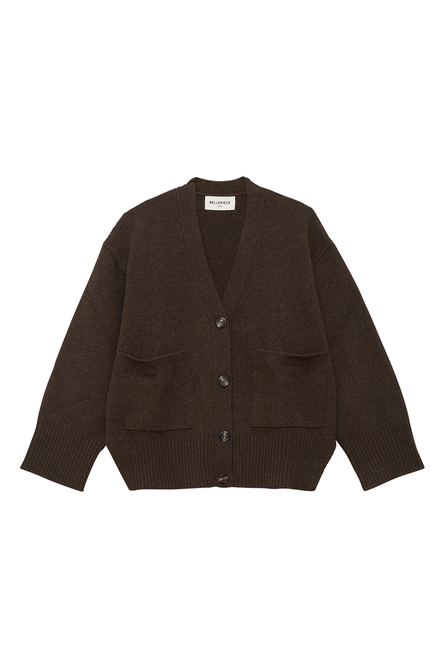Bellepiece Cardigan Oxford en Laine Brownie