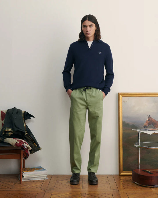 Maison Labiche Pantalon Arcade en Twill Olive Green