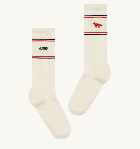 AUTRY x Maison Kitsuné Chaussettes avec Logo White