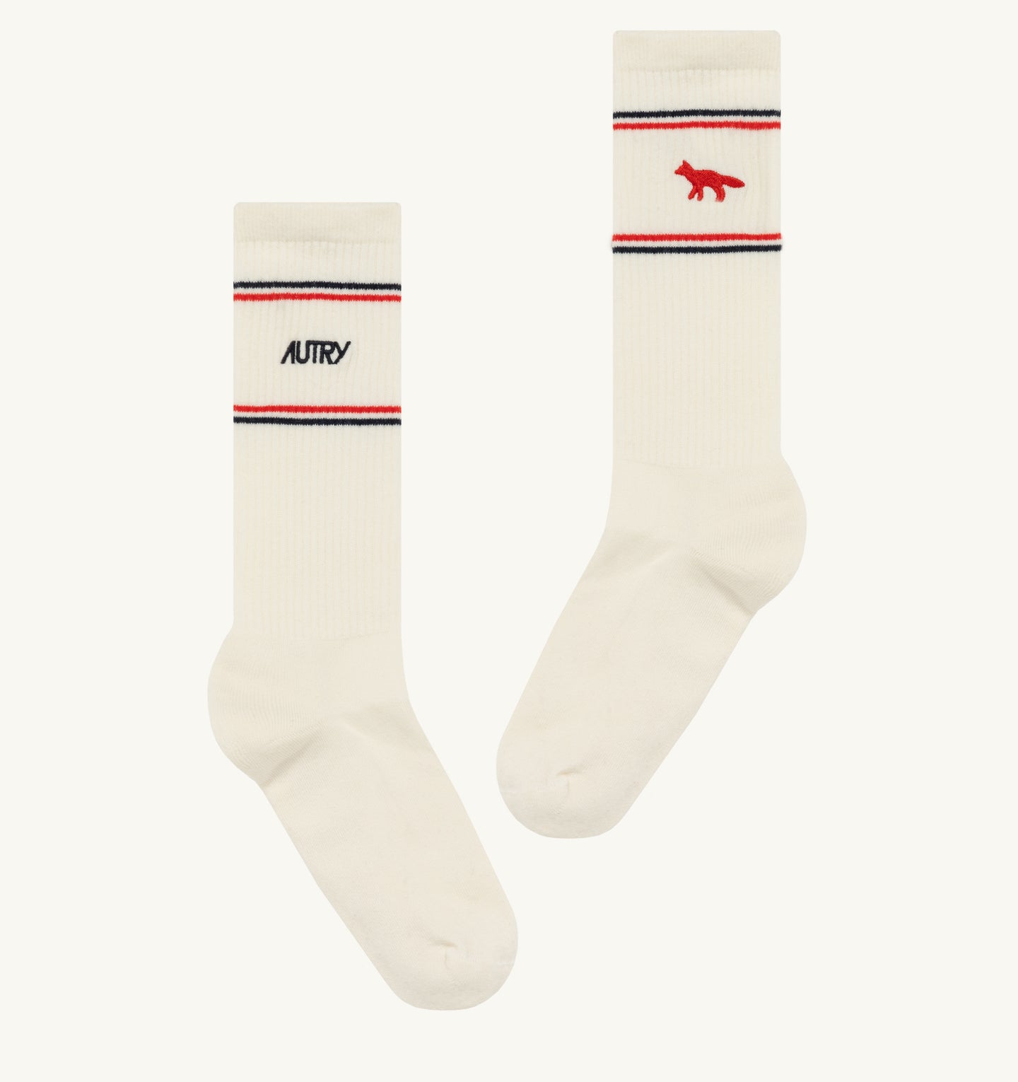 AUTRY x Maison Kitsuné Chaussettes avec Logo White
