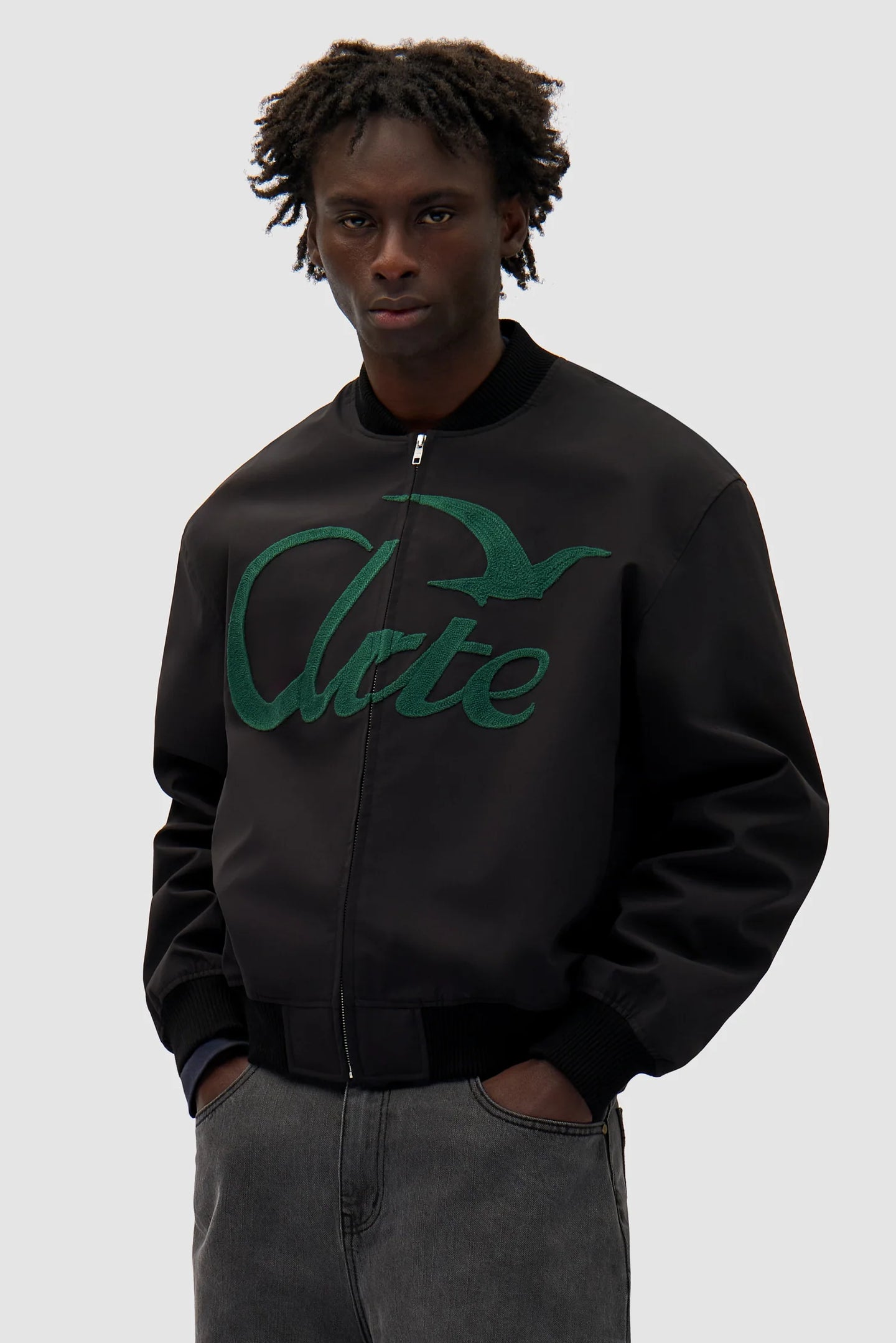 Arte Veste Bomber en Coton Logo Bird Black