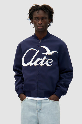 Arte Veste Bomber en Coton Logo Bird Navy