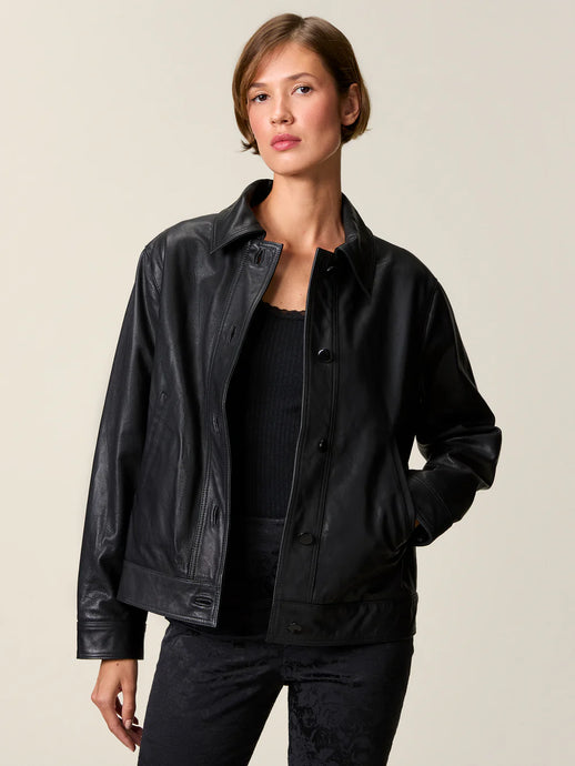 Rouje Veste Stan en Cuir Cachou