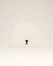 Charger l'image dans la galerie, AMI Femme Bonnet Ami de Coeur en Laine Ecru Noir