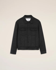 AMI Veste Trucker en Laine Double Face Anthracite