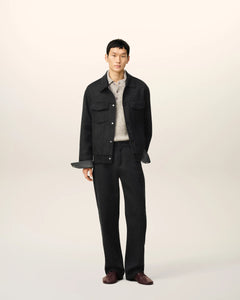 AMI Veste Trucker en Laine Double Face Anthracite