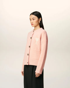 AMI Femme Cardigan Ami de Coeur en Laine Alpaga Poudre Ecru
