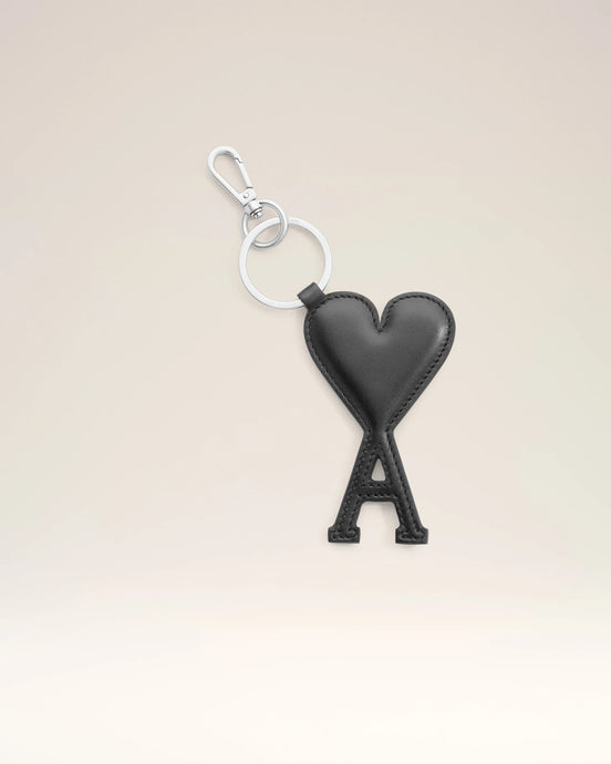 AMI Porte-clefs Ami de Coeur en Cuir Noir