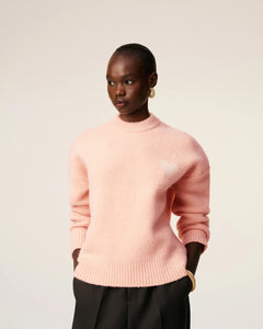 AMI Femme Pull Ami de Coeur en Alpaga Poudre Ecru