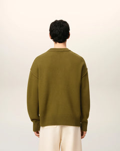 AMI Pull Ami de Coeur en Laine Bronze Noir