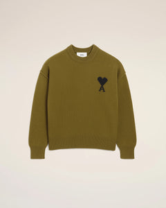 AMI Pull Ami de Coeur en Laine Bronze Noir