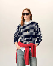 Charger l'image dans la galerie, AMI Femme Pull Marinière en Laine Marine Ivoire