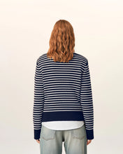 Charger l'image dans la galerie, AMI Femme Pull Marinière en Laine Marine Ivoire