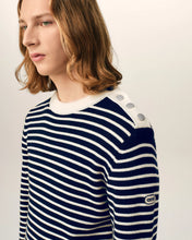 Charger l'image dans la galerie, AMI Pull Marinière en Laine Marine Ivoire