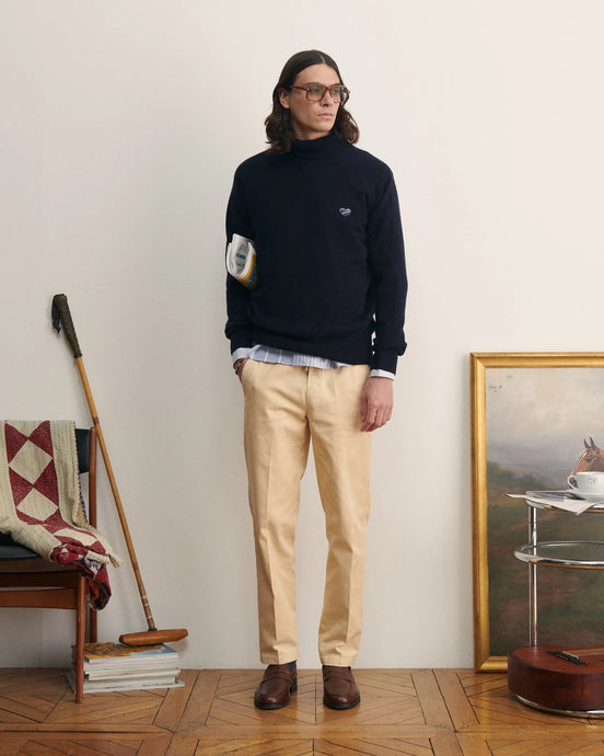 Maison Labiche Pull Col Roulé en Laine Noctural Blue