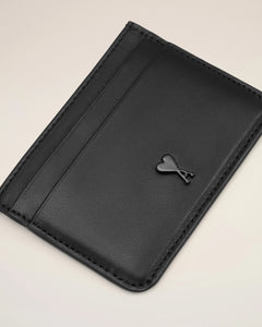 AMI Porte Cartes Ami de Coeur en Cuir Noir