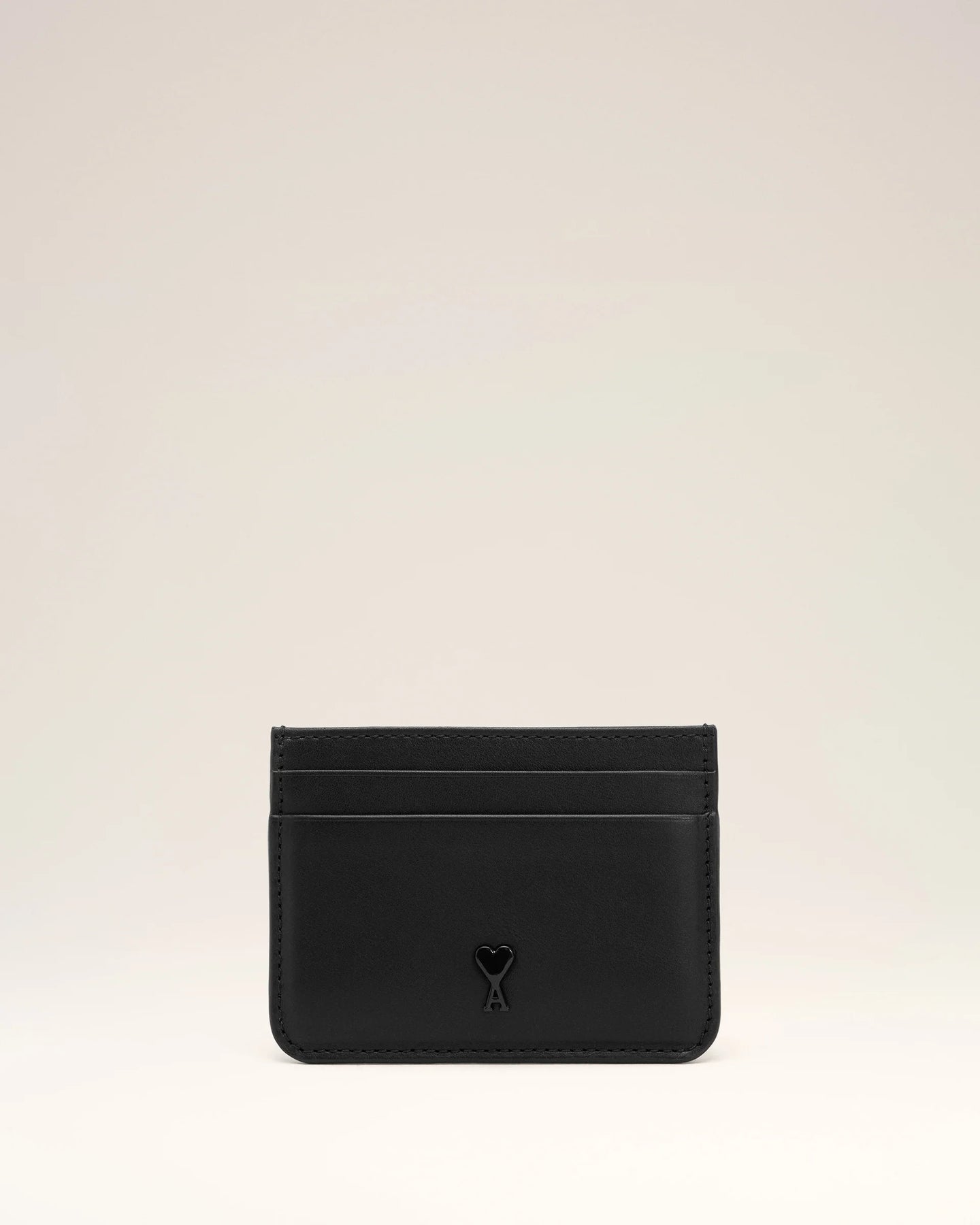 AMI Porte Cartes Ami de Coeur en Cuir Noir