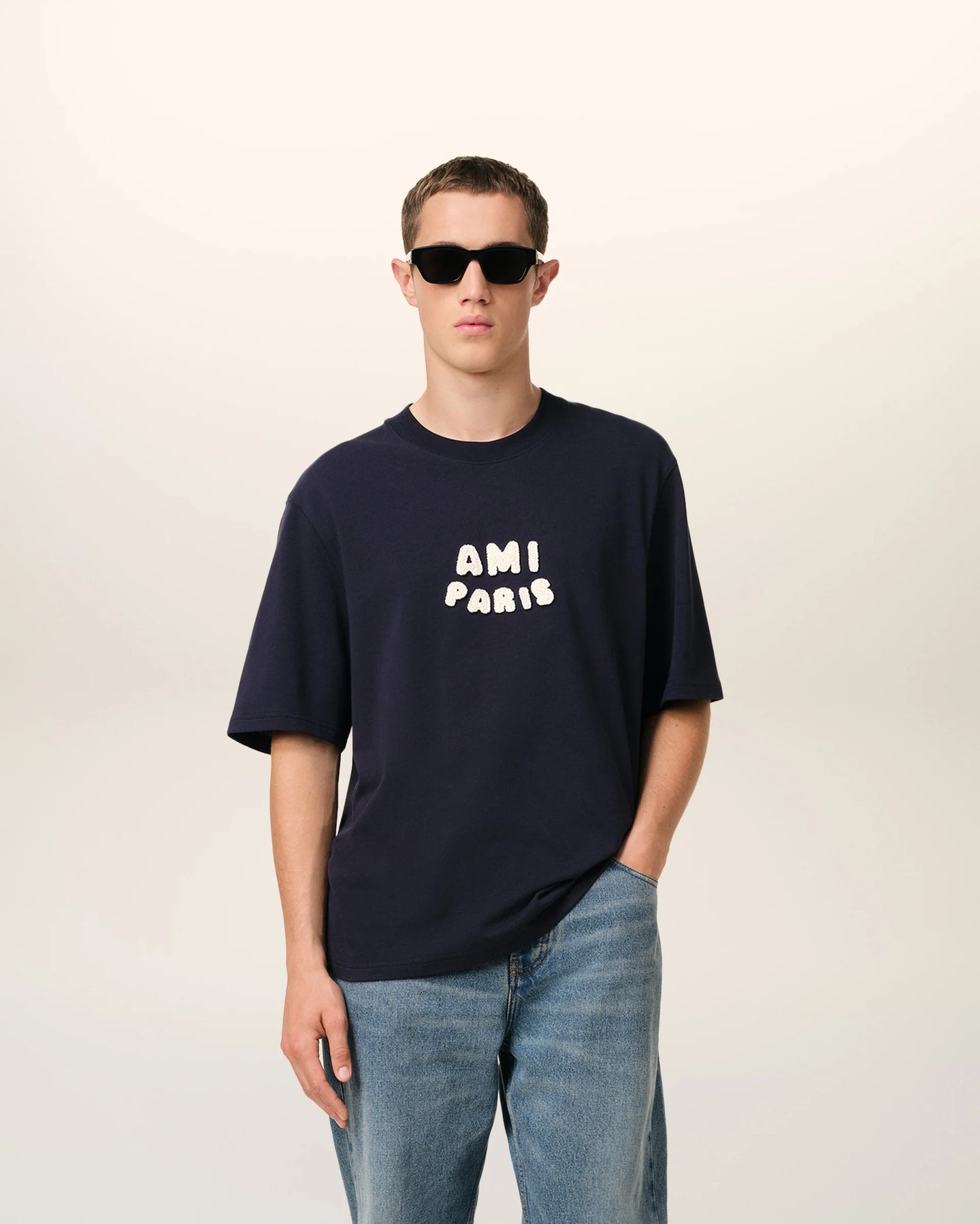 AMI T-shirt Patch Ami Paris Bleu Marine