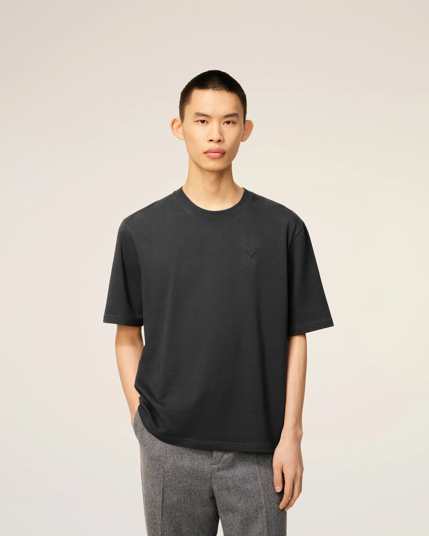 AMI T-shirt Ami de Coeur Coupe Boxy Anthracite