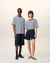 Charger l'image dans la galerie, AMI T-shirt Marinière Ami de Coeur Encre Blanc