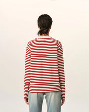 Charger l'image dans la galerie, AMI Femme T-shirt Marinière Ami de Coeur Noir Rouge Rubis Ivoire