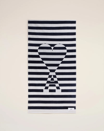 AMI Serviette de Plage Rayée Ami de Coeur Bleu
