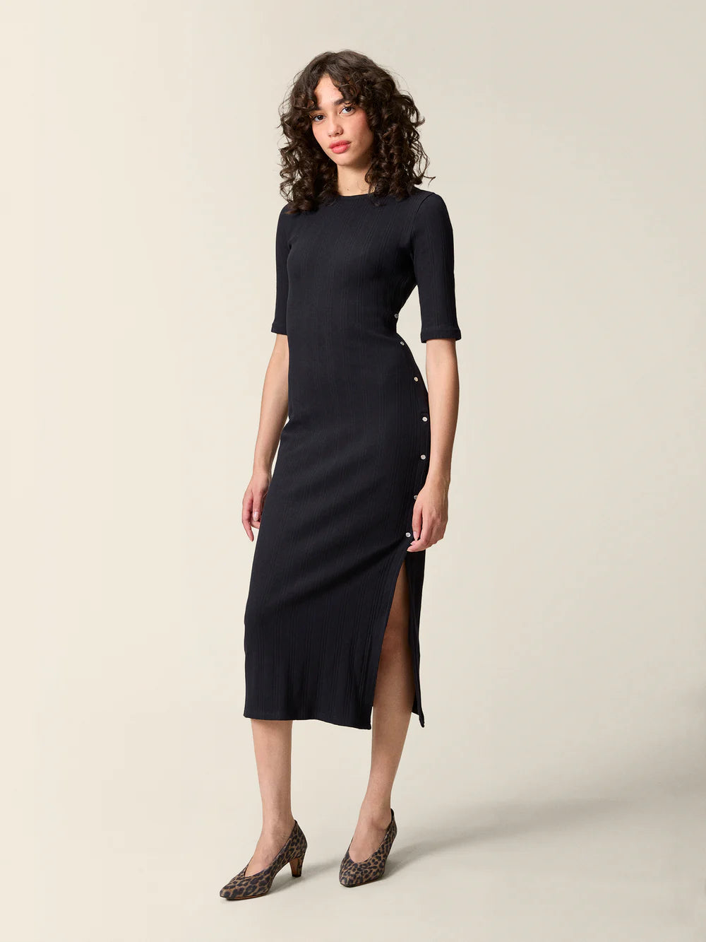 Rouje Robe Viviane en Maille Pointelle Tempête
