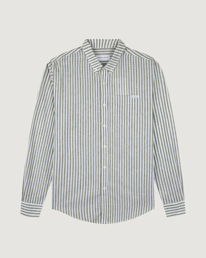 Maison Labiche Chemise Carnot en Lin Stripes Green