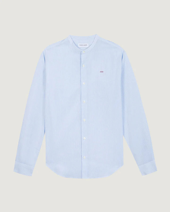 Maison Labiche Chemise Rennes en Lin Stripes Blue