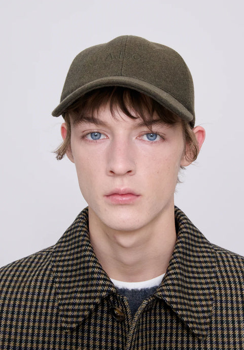 A.P.C. Casquette Charlie en Laine Kaki Chiné