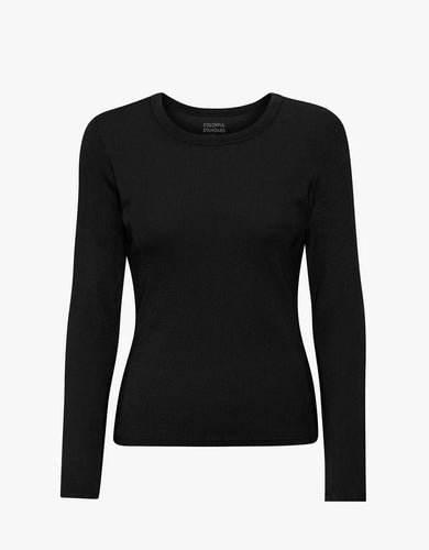 Colorful Standard T-shirt Manches Longues Organic Rib Deep black