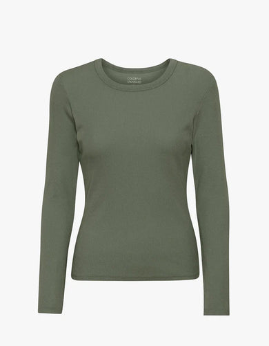 Colorful Standard T-shirt Manches Longues Organic Rib Dusty olive