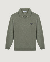 Charger l&#39;image dans la galerie, Maison Labiche Pull Zip en Laine Patch Coeur Smoke Green